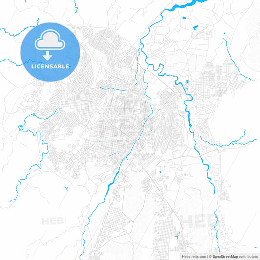 Cucuta, Colombia PDF vector map with water in focus