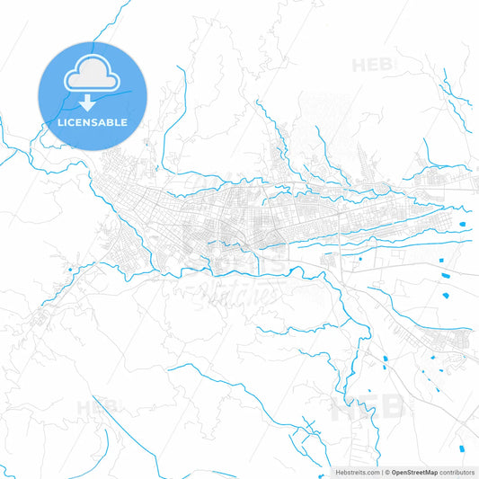 Ibague, Colombia PDF vector map with water in focus