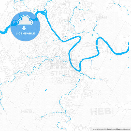 Blumenau, Brazil PDF vector map with water in focus