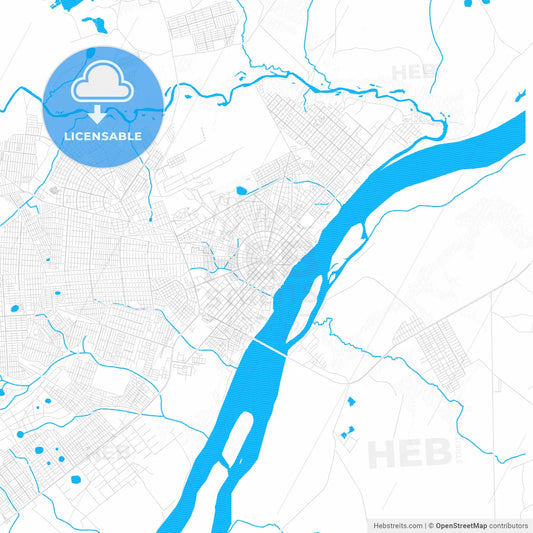 Boa Vista, Brazil PDF vector map with water in focus