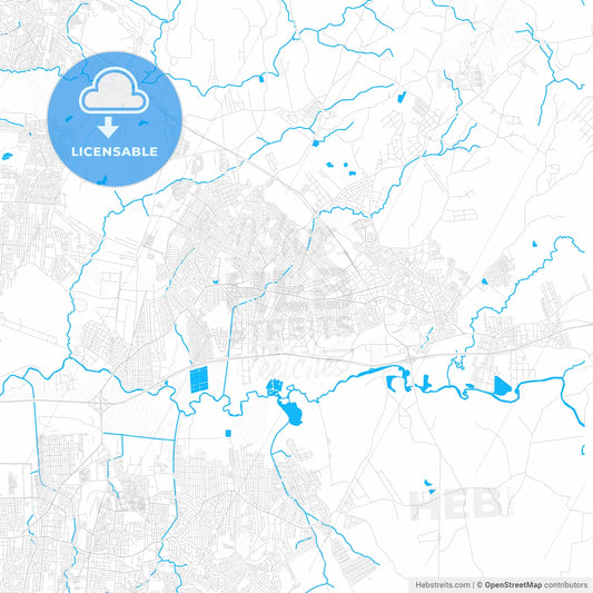 Gravatai, Brazil PDF vector map with water in focus