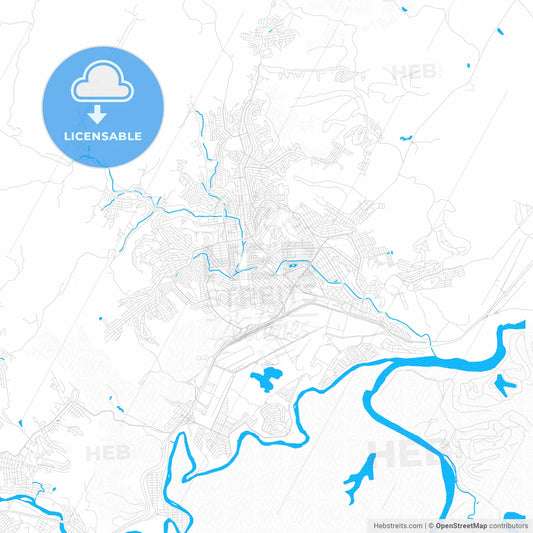 Ipatinga, Brazil PDF vector map with water in focus