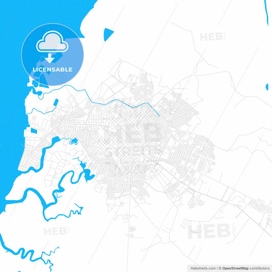Machala, Ecuador PDF vector map with water in focus