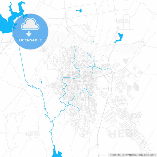 Camacari, Brazil PDF vector map with water in focus