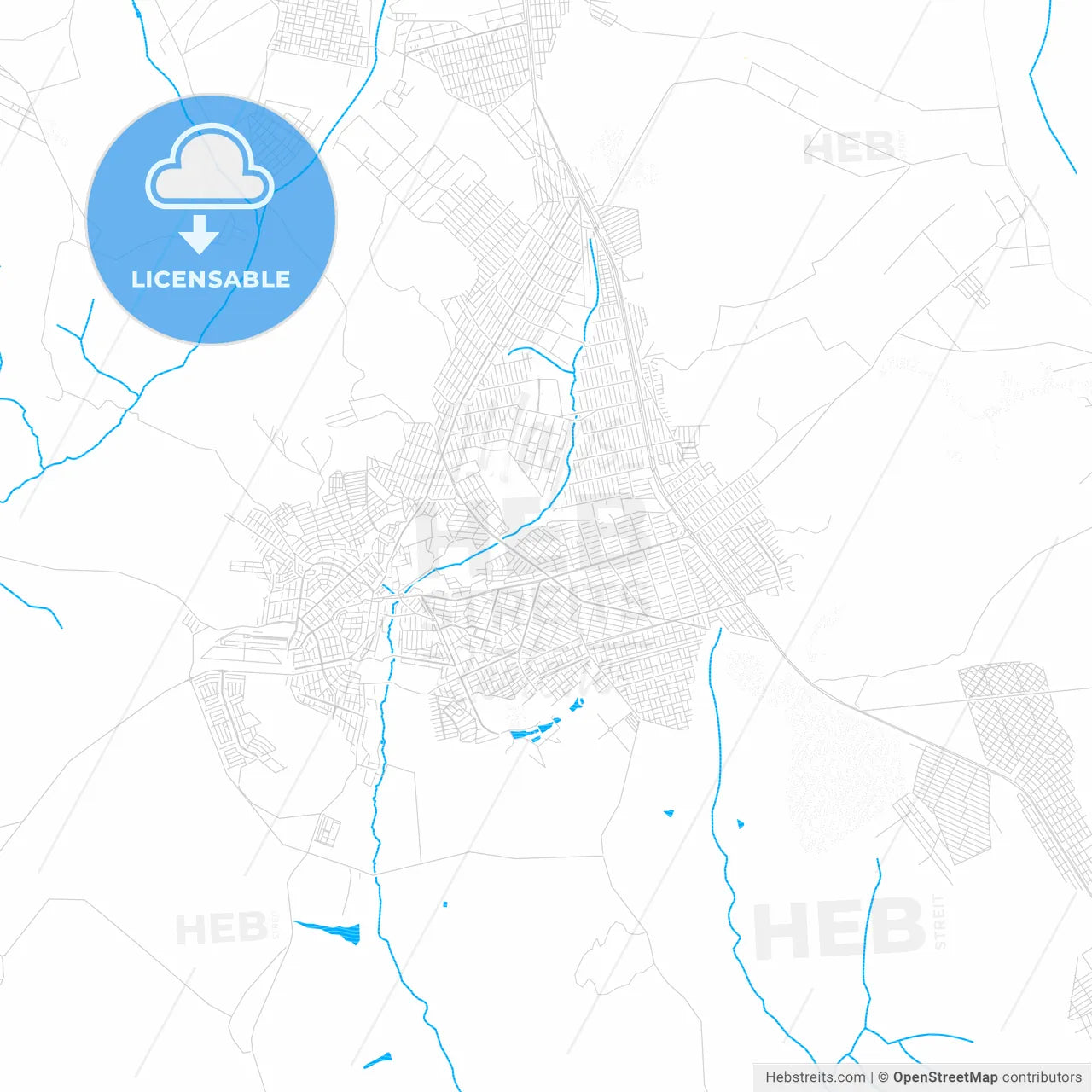 Luziania, Brazil PDF vector map with water in focus