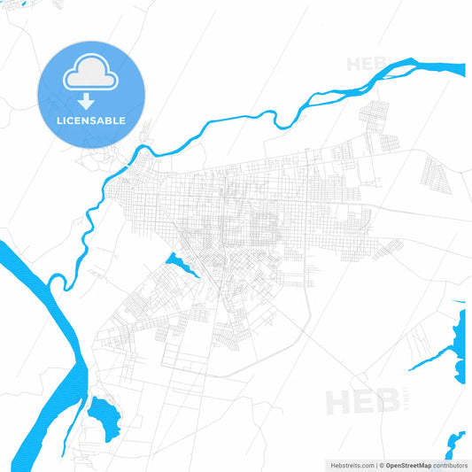 Parnaiba, Brazil PDF vector map with water in focus