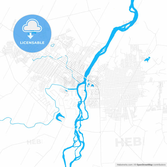 Ji Parana, Brazil PDF vector map with water in focus