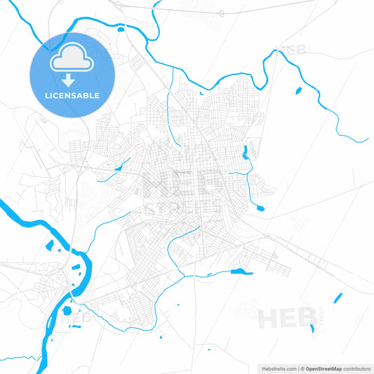 Ourinhos, Brazil PDF vector map with water in focus