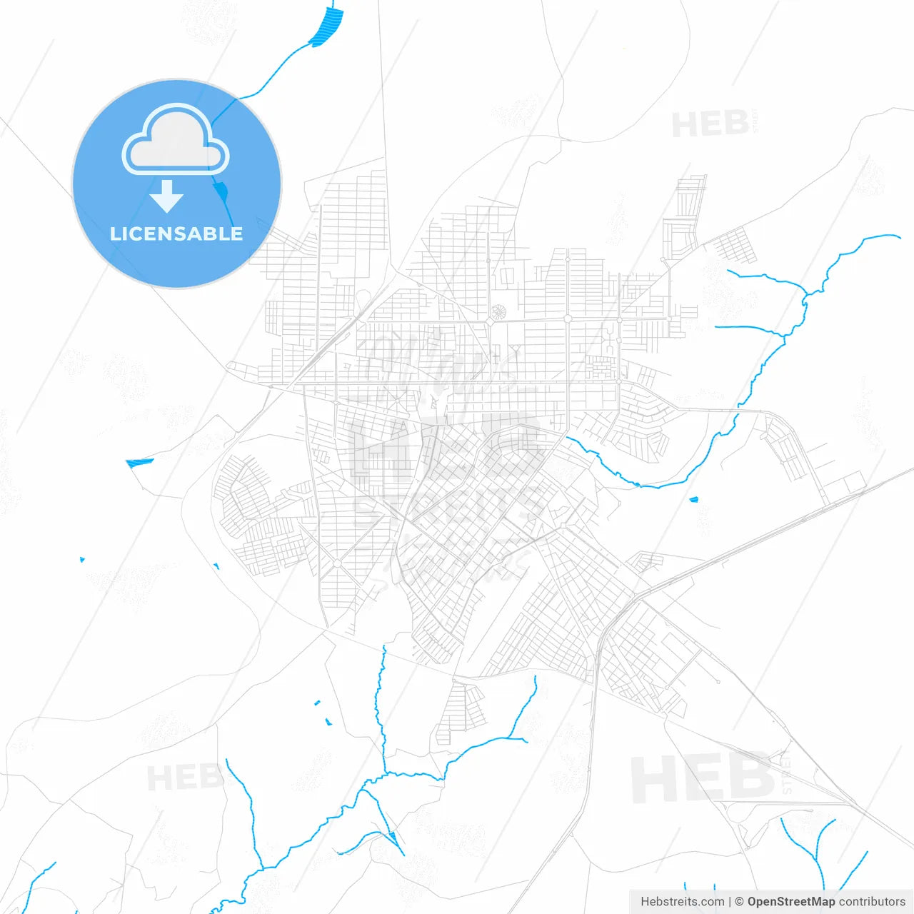 Araguari, Brazil PDF vector map with water in focus