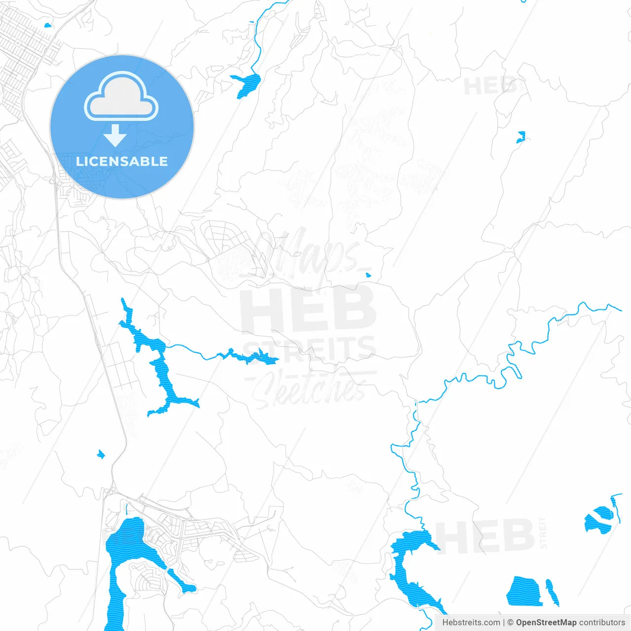 Nova Lima, Brazil PDF vector map with water in focus