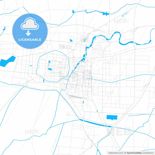 Heze, China PDF vector map with water in focus