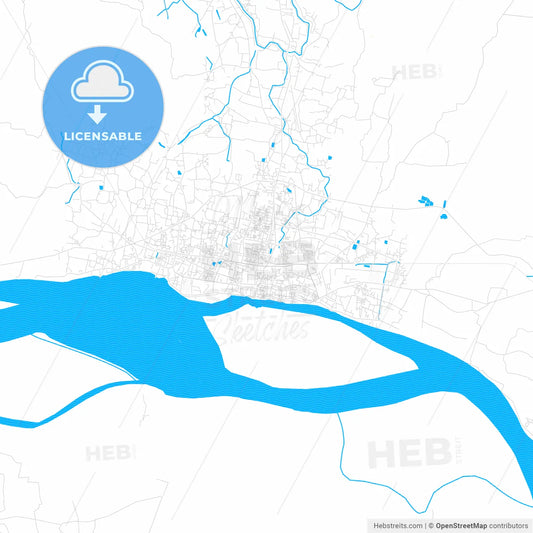 Rajshahi, Bangladesh PDF vector map with water in focus