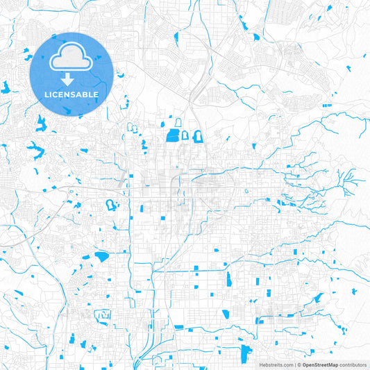 Nara, Japan PDF vector map with water in focus