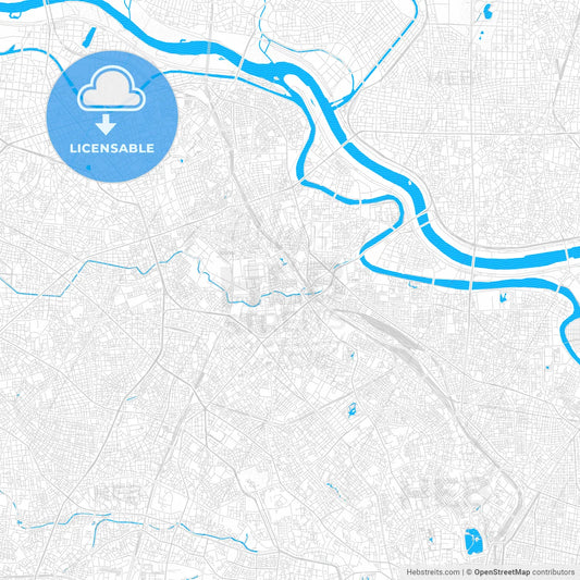 Kita, Japan PDF vector map with water in focus