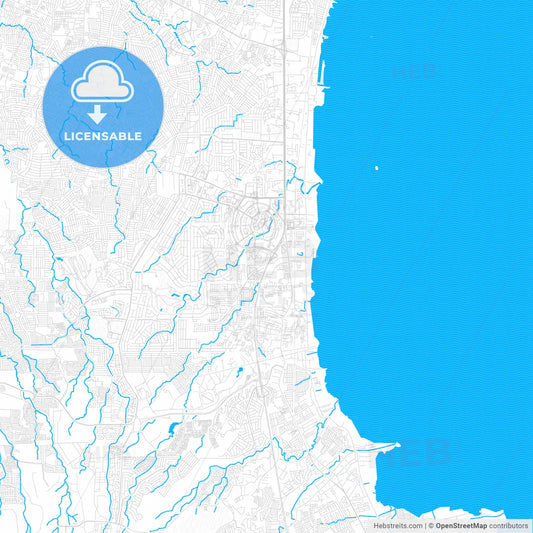 Muntinlupa, Philippines PDF vector map with water in focus