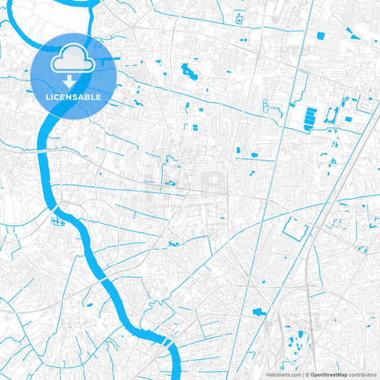 Nonthaburi, Thailand PDF vector map with water in focus