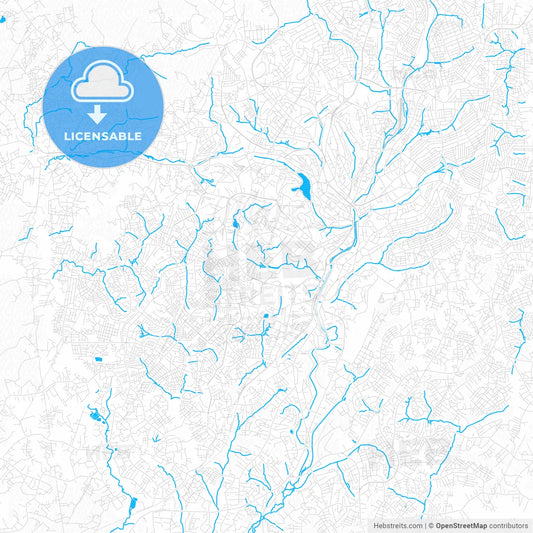 Yaounde, Cameroon PDF vector map with water in focus