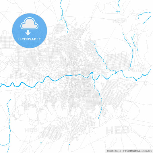 Hargeysa, Somalia PDF vector map with water in focus