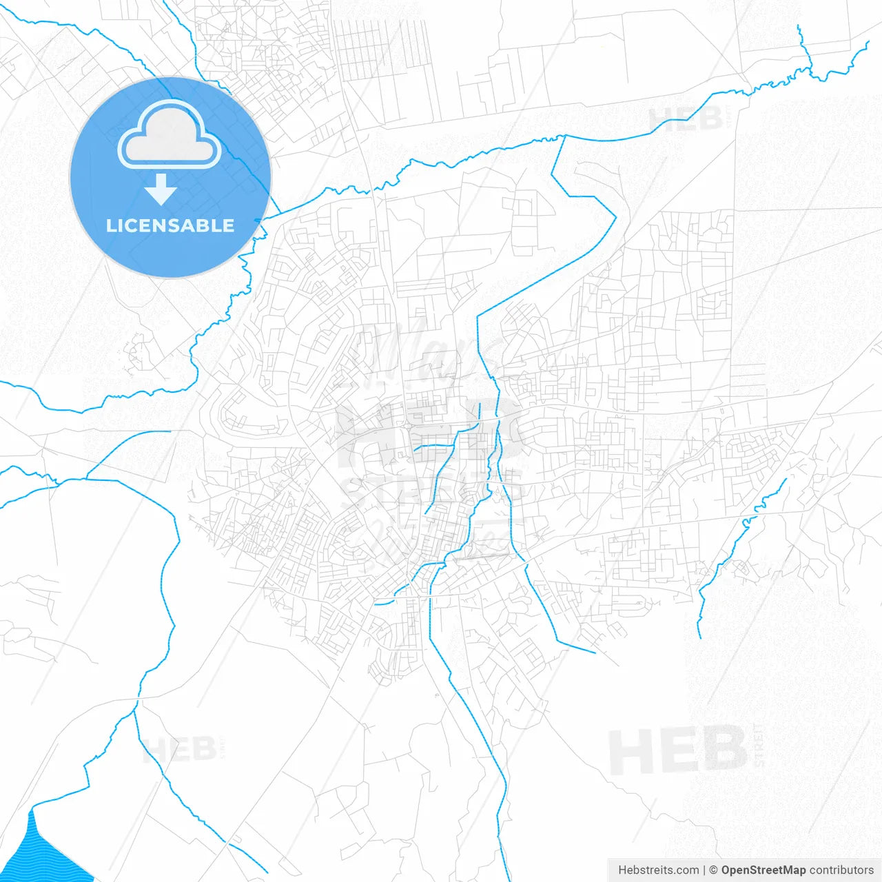 Morogoro, Tanzania PDF vector map with water in focus