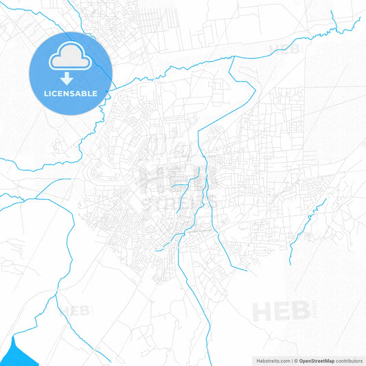 Morogoro, Tanzania PDF vector map with water in focus