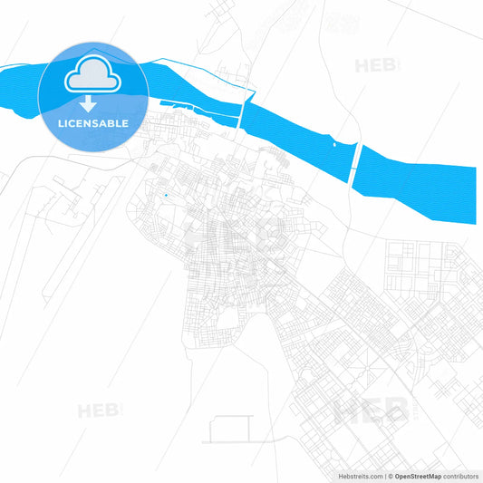 Laayoune, Western Sahara PDF vector map with water in focus