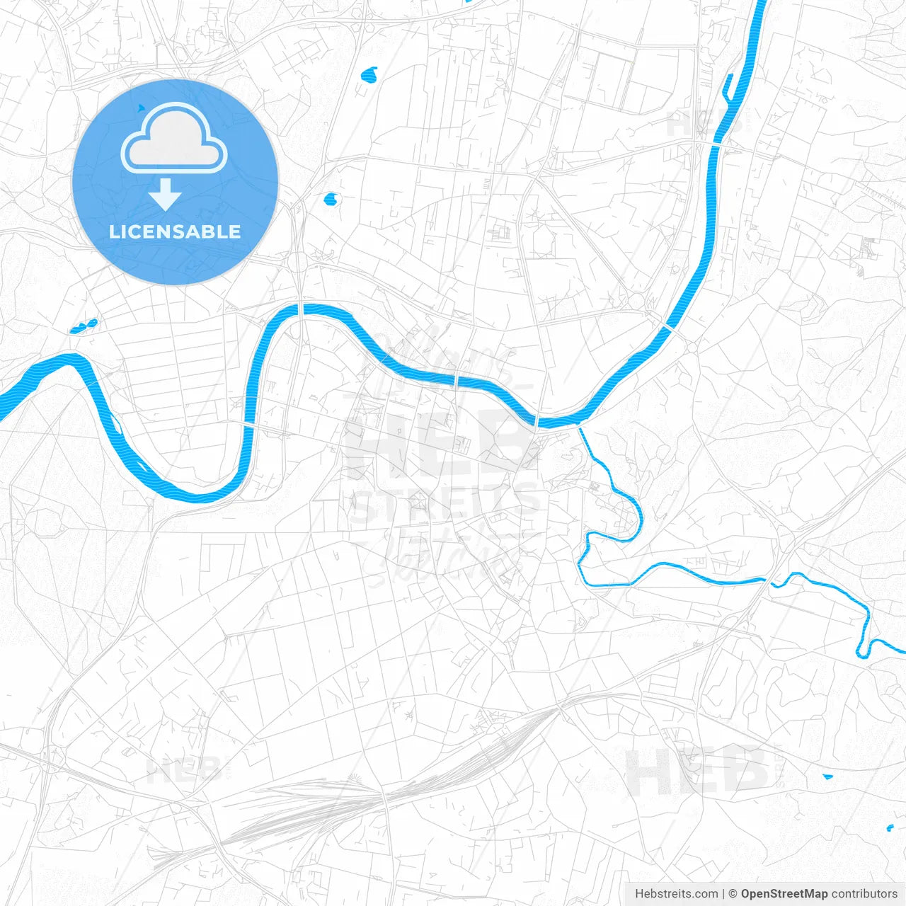 Vilnius, Lithuania PDF vector map with water in focus