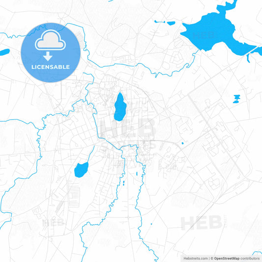 Utena, Lithuania PDF vector map with water in focus