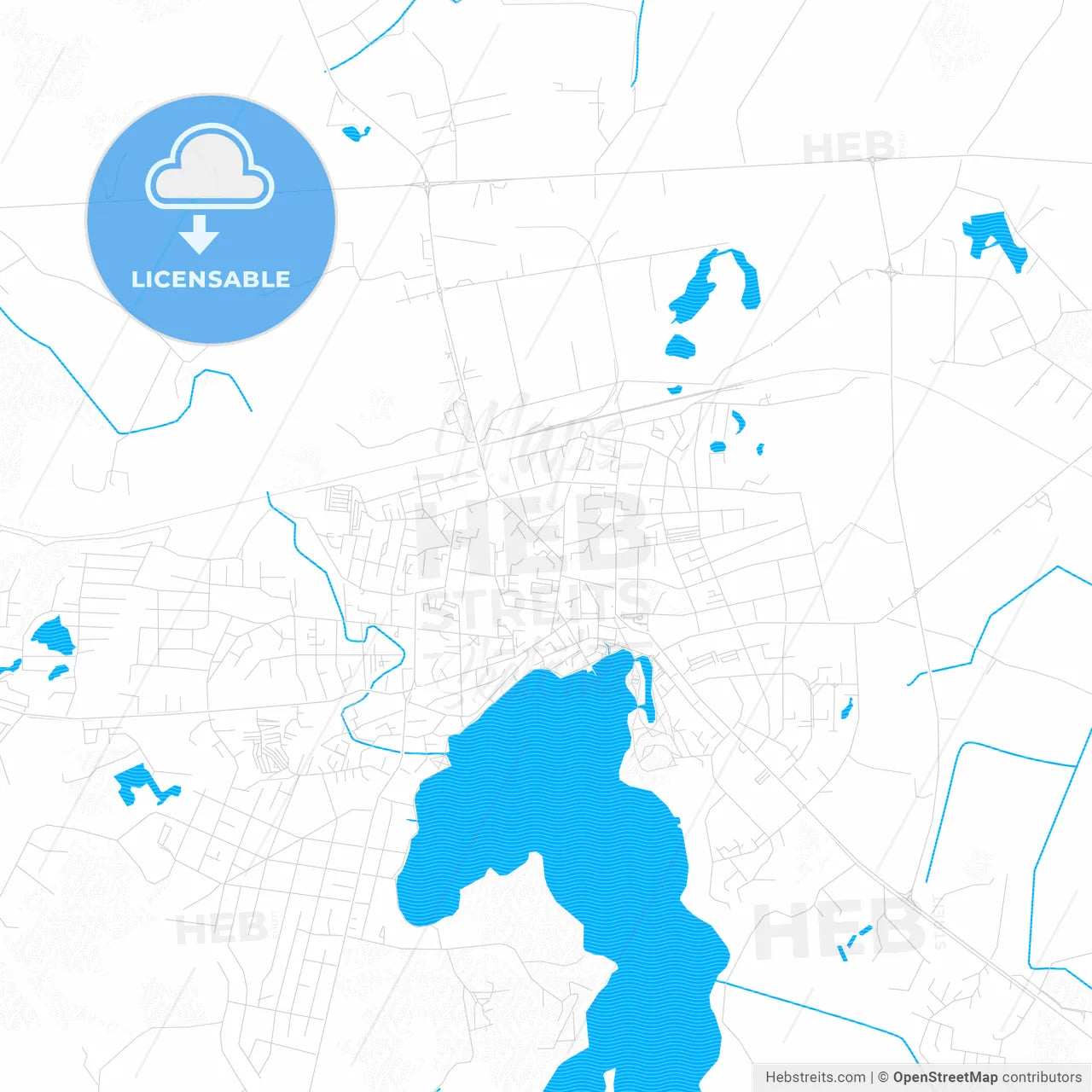 Telšiai, Lithuania PDF vector map with water in focus