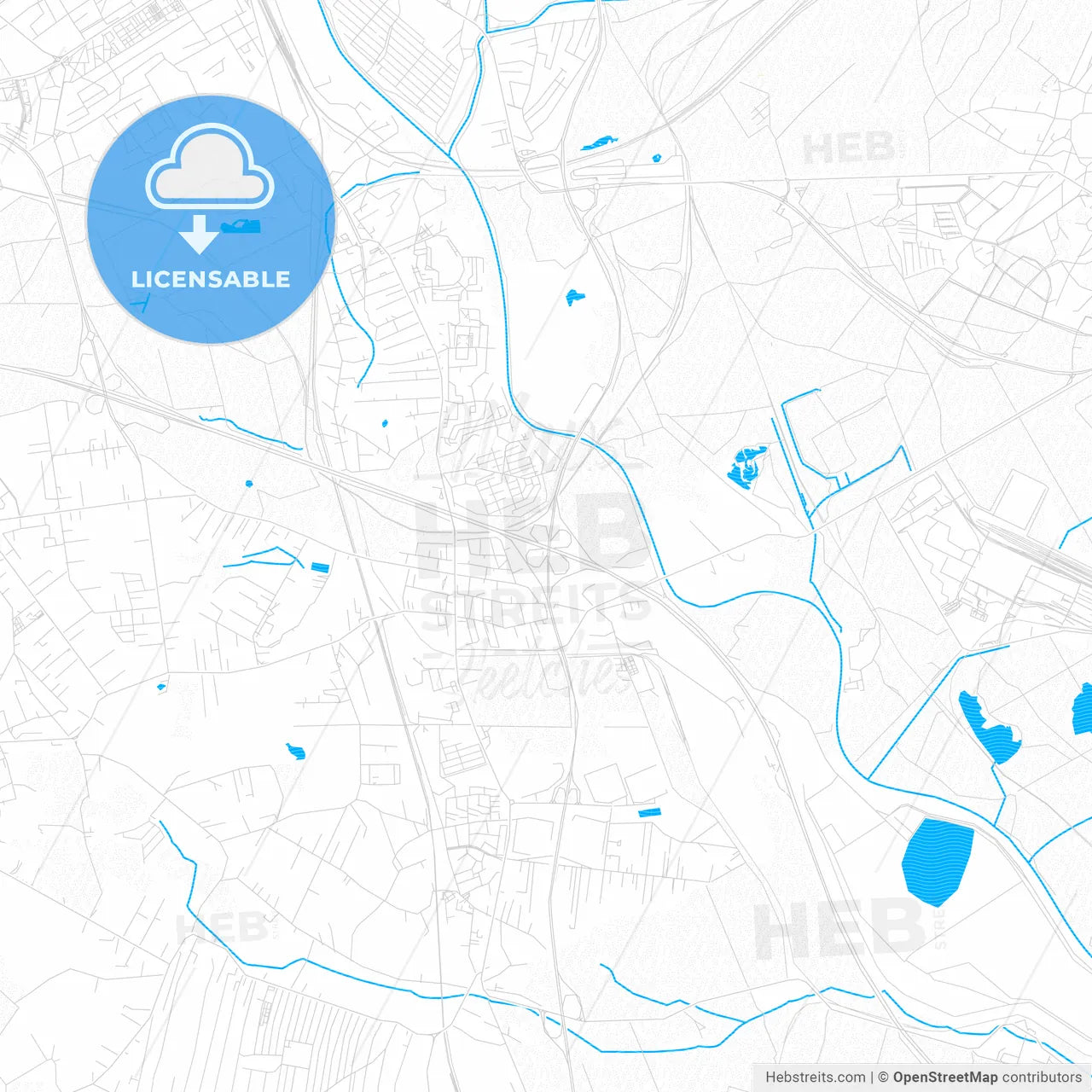 Mysłowice, Poland PDF vector map with water in focus