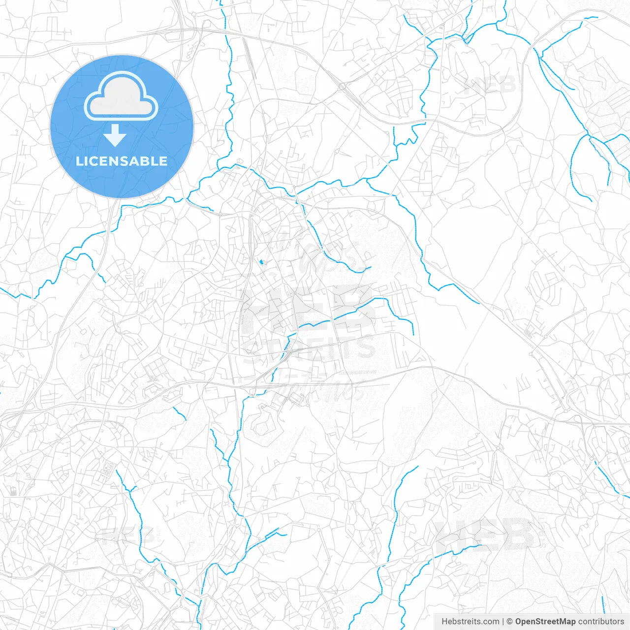 Ermesinde, Portugal PDF vector map with water in focus