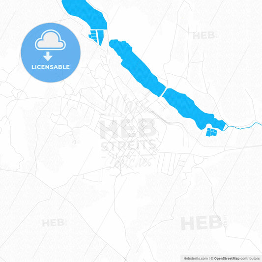 Fălticeni, Romania PDF vector map with water in focus