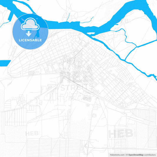 Azov, Russia PDF vector map with water in focus