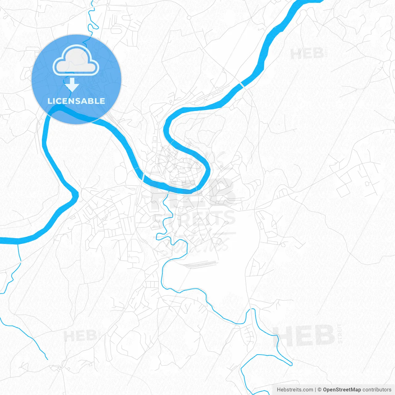 Novo Mesto, Slovenia PDF vector map with water in focus