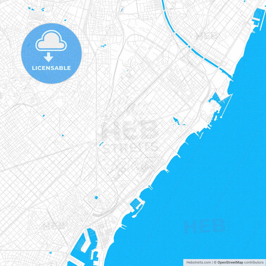 Sant Martí, Spain PDF vector map with water in focus