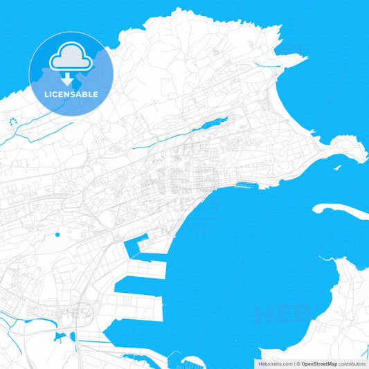 Santander, Spain PDF vector map with water in focus