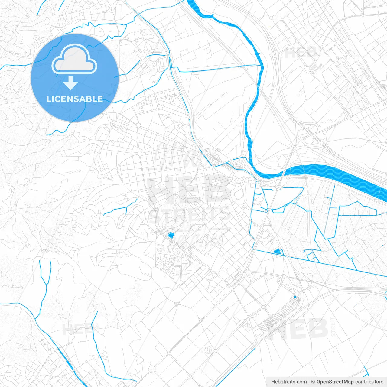 Sant Boi de Llobregat, Spain PDF vector map with water in focus