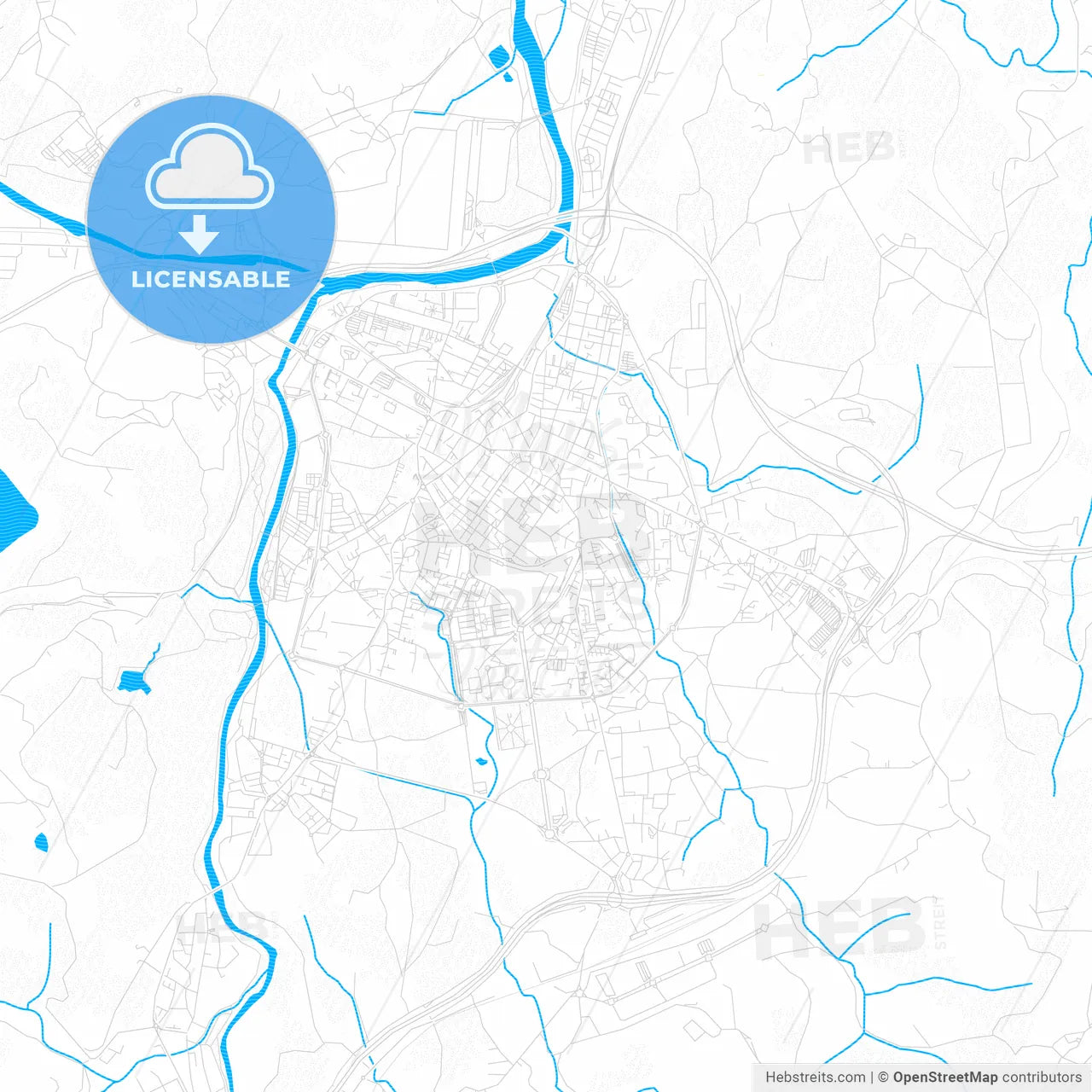 Torrelavega, Spain PDF vector map with water in focus