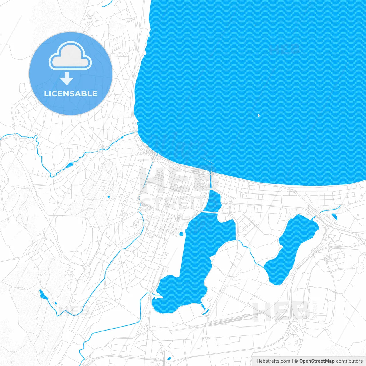 Jönköping, Sweden PDF vector map with water in focus