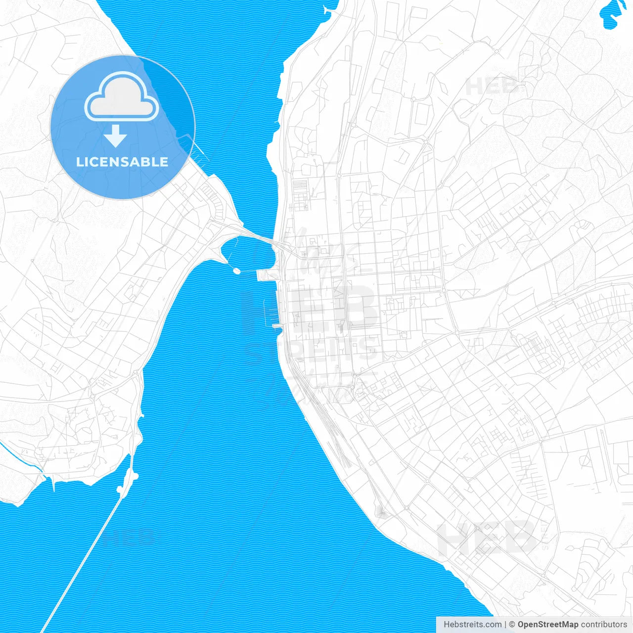 Östersund, Sweden PDF vector map with water in focus