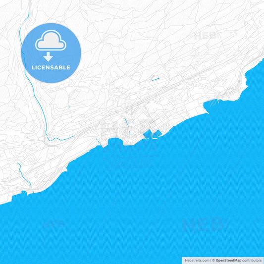 Neuchâtel, Switzerland PDF vector map with water in focus