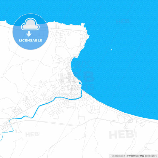 Ünye, Turkey PDF vector map with water in focus