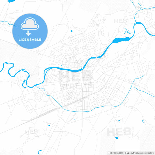 Mukachevo, Ukraine PDF vector map with water in focus