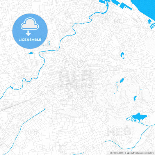 Edinburgh, Scotland PDF vector map with water in focus