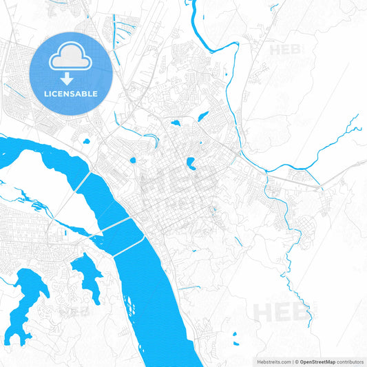 Concepcion, Chile PDF vector map with water in focus