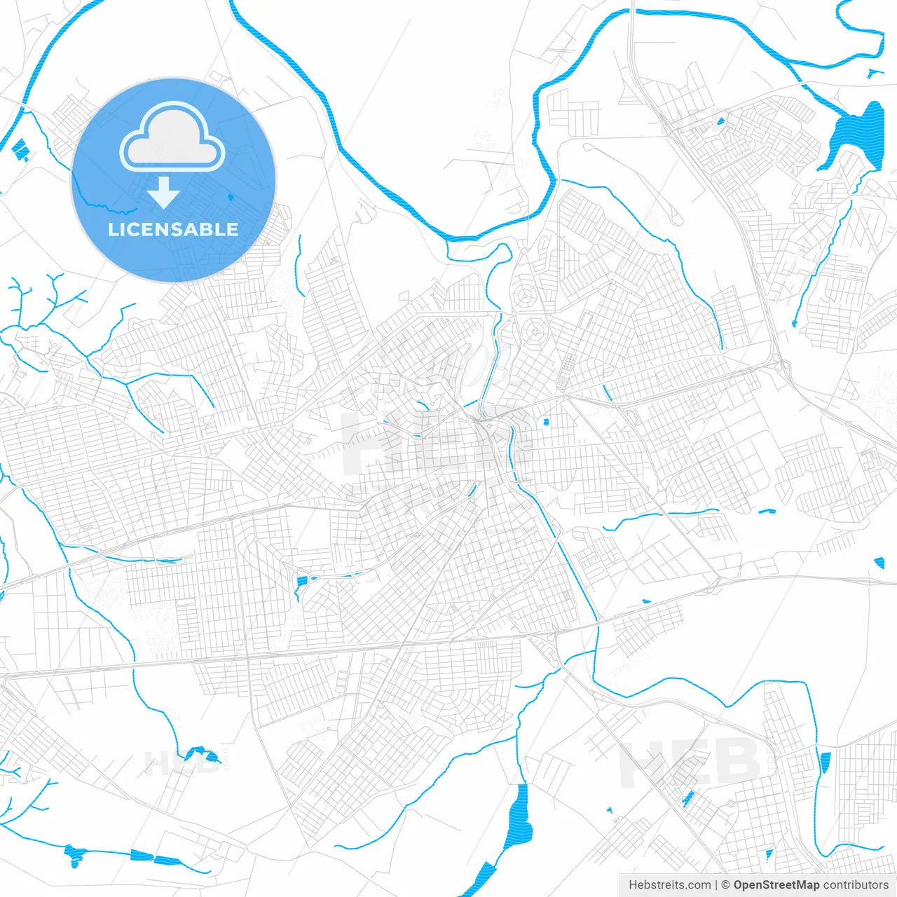 Americana, Brazil PDF vector map with water in focus