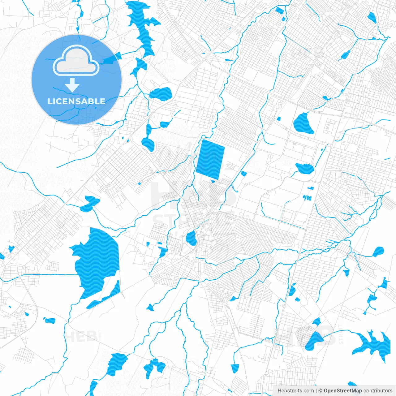 Maracanau, Brazil PDF vector map with water in focus