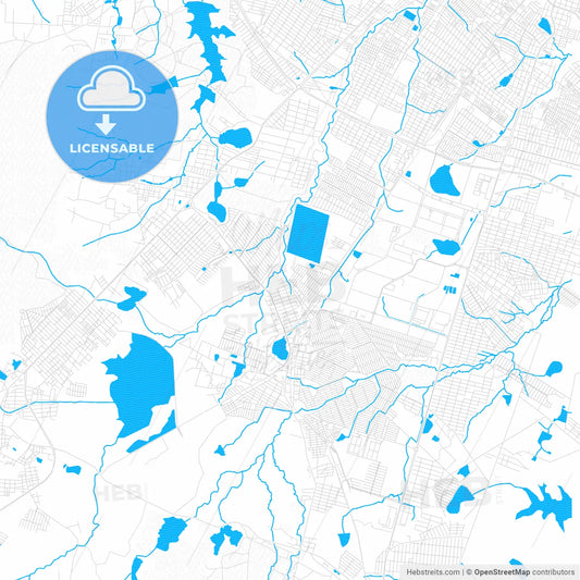 Maracanau, Brazil PDF vector map with water in focus