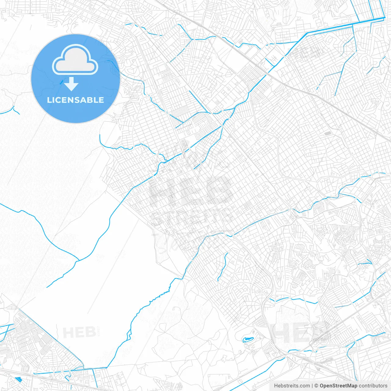 Nilopolis, Brazil PDF vector map with water in focus
