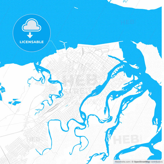 Paranagua, Brazil PDF vector map with water in focus