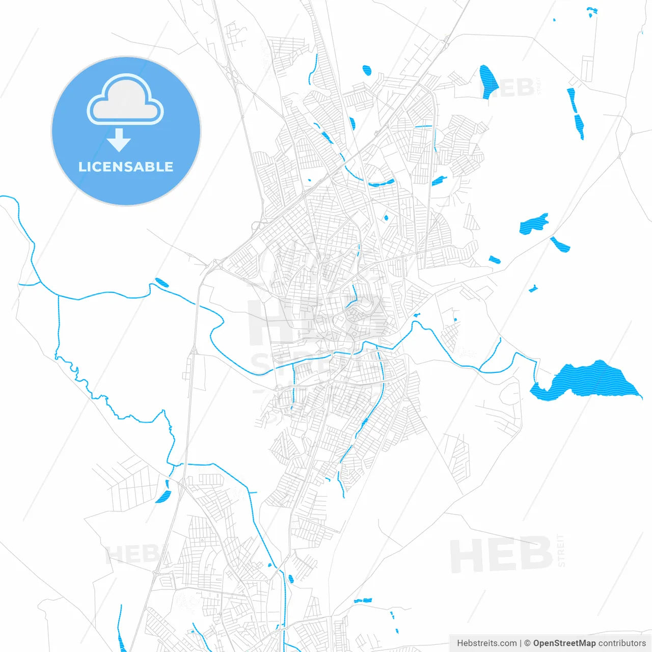 Mogi Guacu, Brazil PDF vector map with water in focus